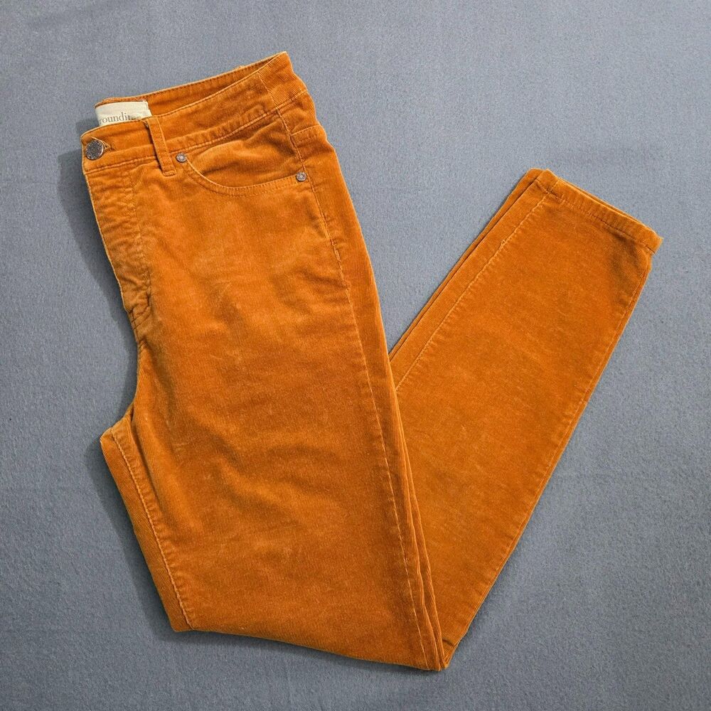 Soft Surroundings Pants Women 6 Rust Orange Velveteen Skinny Mid Rise